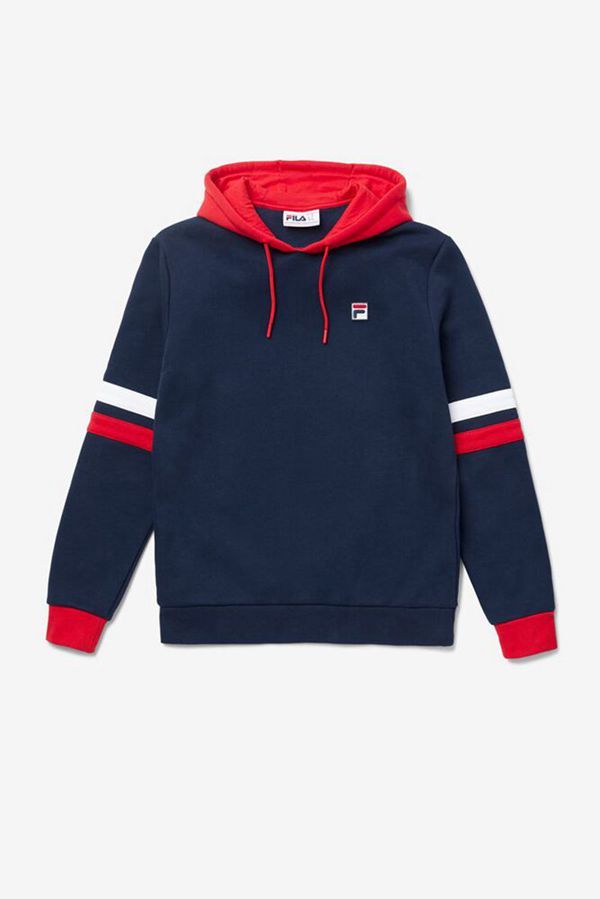 Fila Hurley Fleece Men's Hoodies - Navy/Red/White,NZ 54-96524